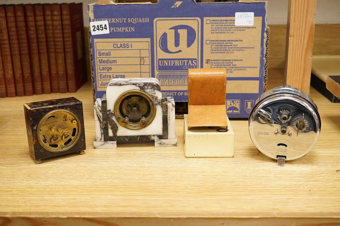 Four Art Deco timepieces, tallest 20cm